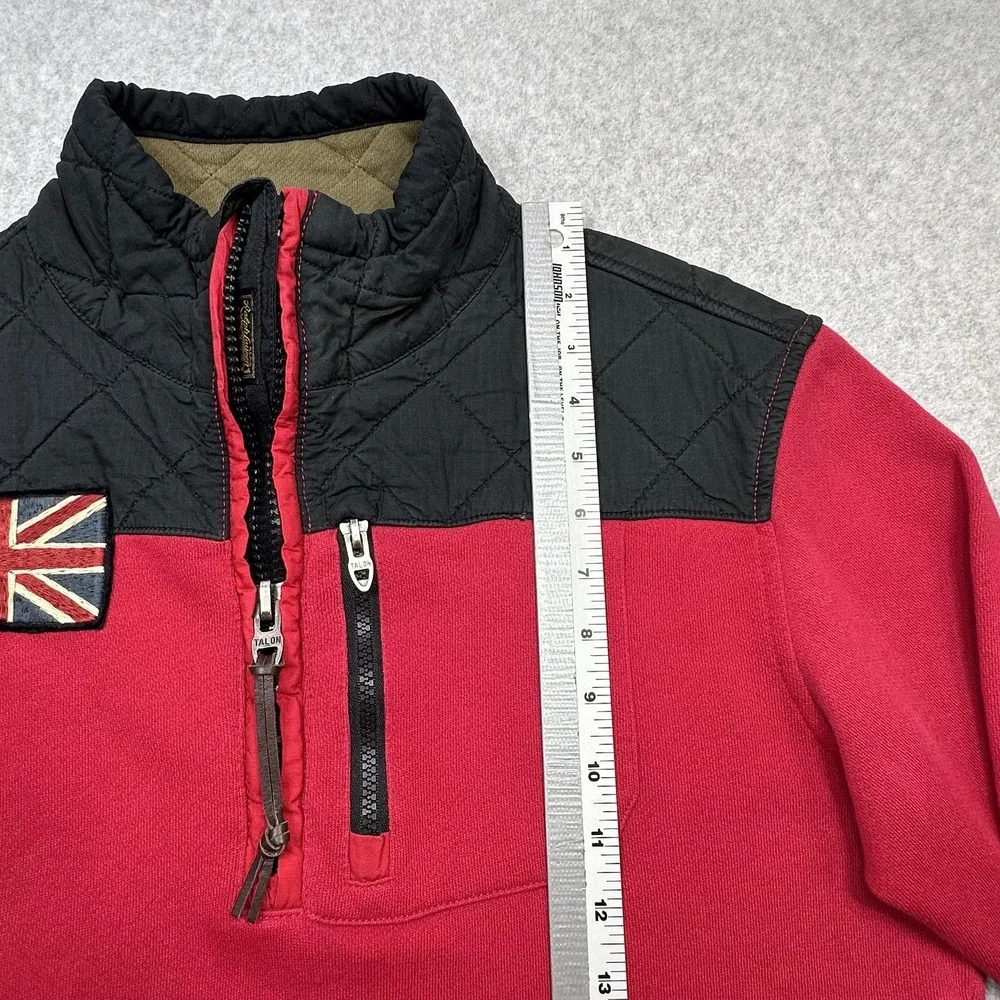 Vintage Polo Ralph Lauren Sweatshirt Medium Red Black Quilted 1/2 Zip Union Jack